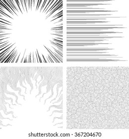 Set of monochrome backgrounds for comic books
