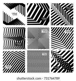 Set Monochrome backgrounds from straight lines. Vector