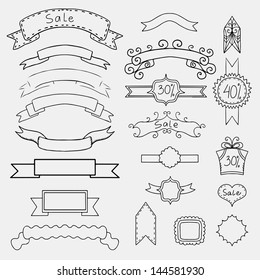 Set of monochrome banners and frames - vector