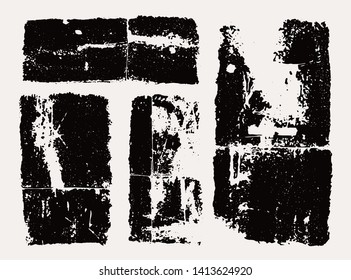 Set of monochrome black and white abstract vector grunge textures.
