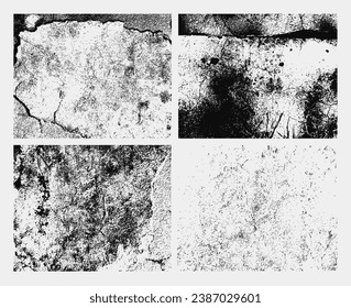 Set of monochrome black and white abstract vector grunge textures.
