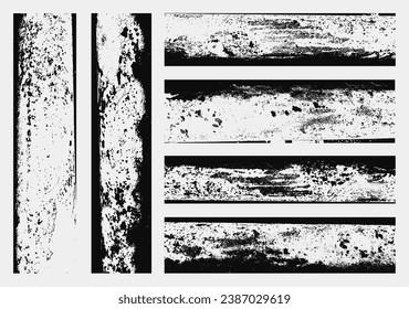 Set of monochrome black and white abstract vector grunge textures.