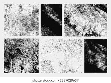 Set of monochrome black and white abstract vector grunge textures.