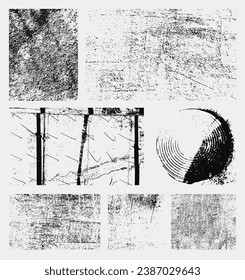 Set of monochrome black and white abstract vector grunge textures.