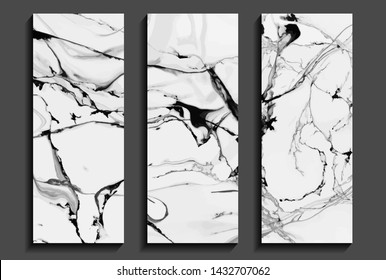 set of monochrome cards, marble backgrounds for design