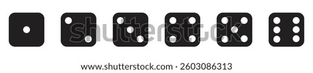 Set of monochrome dices. Vector black line dice cubes icons set. Dice game with white and black cubes. Dice collection. Game dice in isometric design. Gaming cube illustration. Casino craps icons