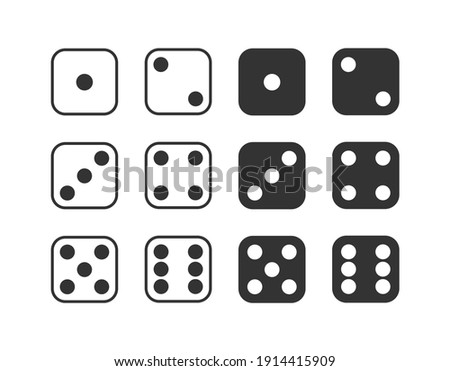 Set of monochrome dices. Vector isolated dice icons Stock photo © 