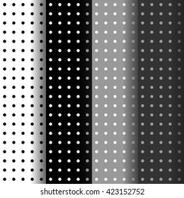 Set of monochrome dot seamless pattern.