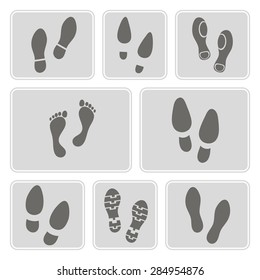 set of monochrome  with  footprints and shoeprint icons for your design