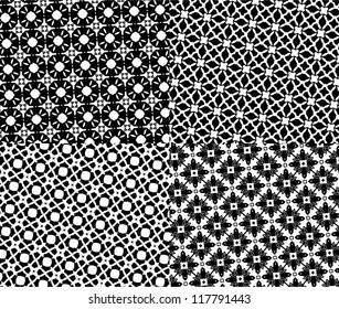 Set of monochrome geometric patterns.