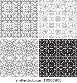 Set monochrome geometric patterns without background. Vector image, eps 8