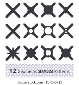 set of monochrome geometric seamless patterns. Can be used for wallpaper, pattern fills, web page background,surface textures.