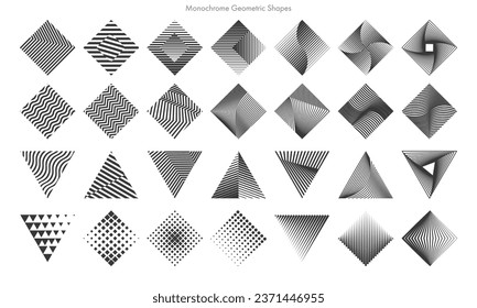 Set of Monochrome Geometric Shapes. Vector Abstract Illustration.