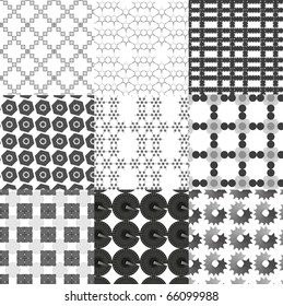 Set of monochrome geometrical patterns. Vector .