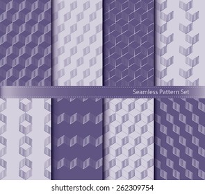 set of monochrome geometrical seamless patterns background