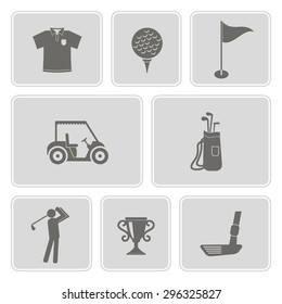 set of monochrome  with golf icons for your design