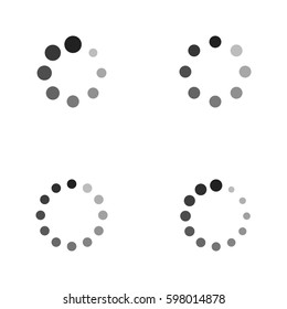 Set of monochrome gray loading icons on white background.