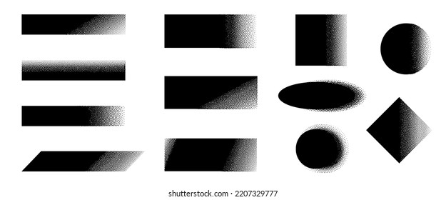 Set von monochromen Halftone-Elementen. Textur umrühren Moderner abstrakter Hintergrund.
