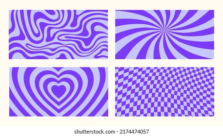 Conjunto de fondos horizontales monocromos en colores azules. Ilustraciones coloridas de groovía vectorial