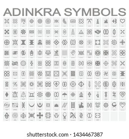 set of monochrome icons with adinkra symbols 
