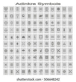 set of monochrome icons with adinkra symbols for your design