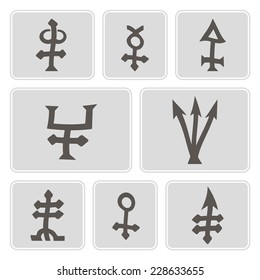 set of monochrome icons with alchemical symbols for your design