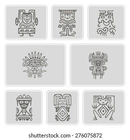 set of monochrome icons with American Indians relics dingbats characters for your design (part 3)