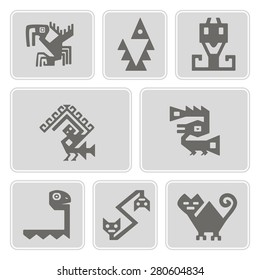 set of monochrome icons with American Indians relics dingbats characters for your design (part 9)