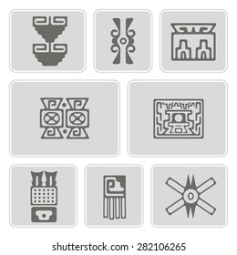 set of monochrome icons with American Indians relics dingbats characters for your design (part 10)