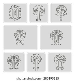 set of monochrome icons with American Indians relics dingbats characters for your design (part 11)