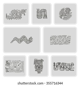 set of monochrome icons with American Indians relics dingbats characters for your design (part 16)