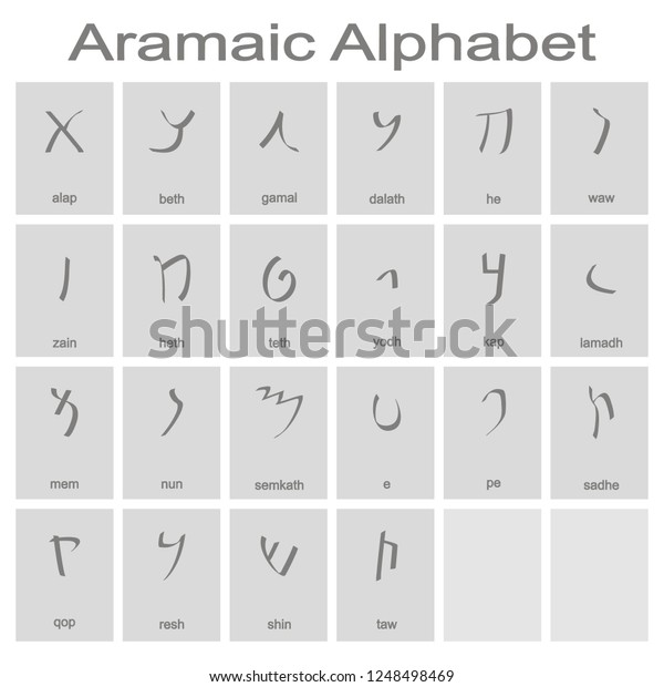 Set Monochrome Icons Aramaic Alphabet Your Stock Vector Royalty