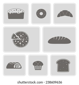 set of monochrome icons with baking for your design