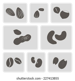 set of monochrome icons with beans and nuts for your design