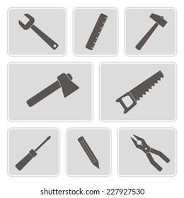set of monochrome icons with building tools for your design