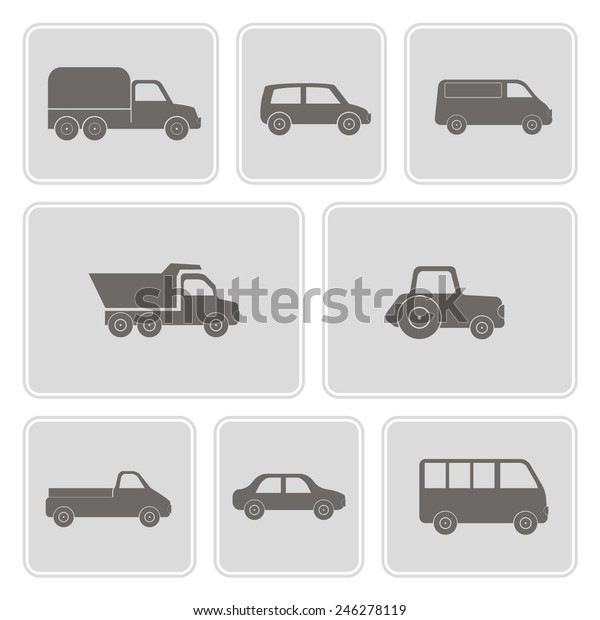 set
of monochrome icons with car icons for your design
