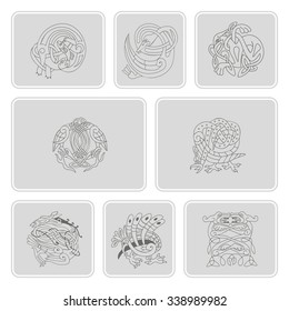 set of monochrome icons with celtic art and ethnic ornaments for your design (part 2)