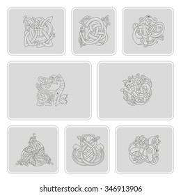 set of monochrome icons with celtic art and ethnic ornaments for your design (part 4)