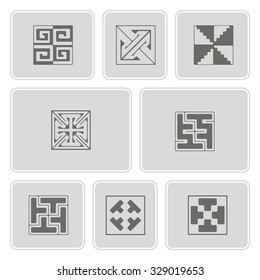 set of monochrome icons with celtic geometric ornament for your design (part 2)