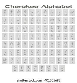 Set Of Monochrome Icons With Cherokee Alphabet For Your Design