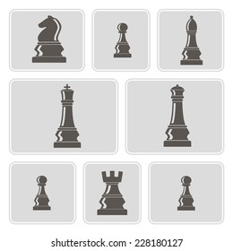 set of monochrome icons with chess pieces for your design