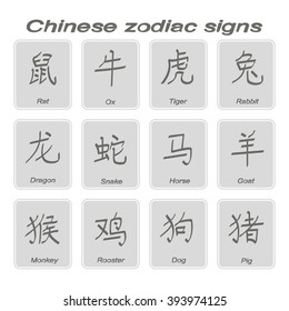 Set of monochrome icons with chinese zodiac signs for your design