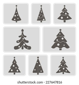 set of monochrome icons with Christmas trees for your design