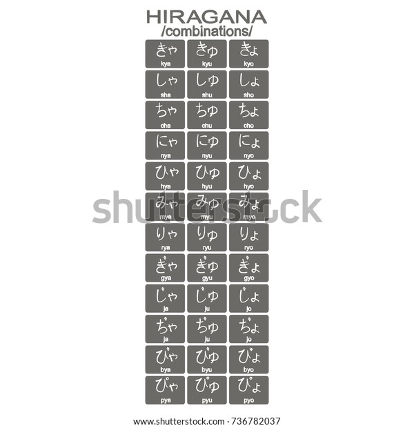 Set Monochrome Icons Combinations Hiragana Your Stock Vector Royalty Free