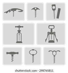 set of monochrome icons with corkscrew for your design