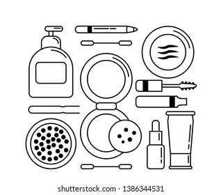 Set Monochrome Icons Cosmetics Face Soap Stock Vector (Royalty Free ...