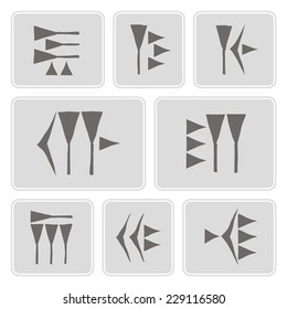 set of monochrome icons with cuneiform for your design