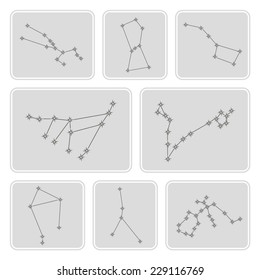 set of monochrome icons with different constellations for your design
