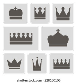 set of monochrome icons with different crowns for your design