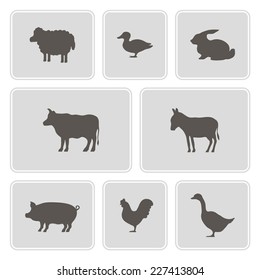 set of monochrome icons with domestic animals for your design